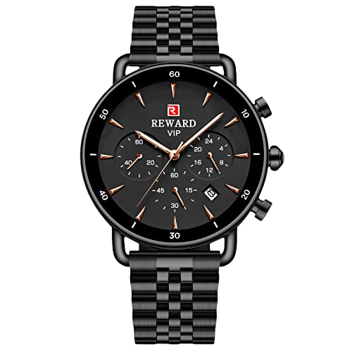 rorios Mode Herren Uhren Wasserdicht Analog Quartz Uhren mit Edelstahl Armband Chronograph Business Uhren für Männer Herren von rorios