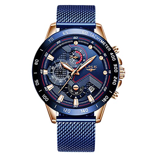 rorios Mode Herren Uhren Wasserdichter Analogue Quartz Armbanduhr mit Edelstahl Armband Sport Chronograph Uhr für Herren Männer von rorios