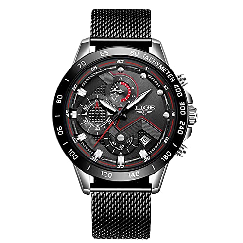 rorios Mode Herren Uhren Wasserdichter Analogue Quartz Armbanduhr mit Edelstahl Armband Sport Chronograph Uhr für Herren Männer von rorios