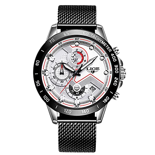 rorios Mode Herren Uhren Wasserdichter Analogue Quartz Armbanduhr mit Edelstahl Armband Sport Chronograph Uhr für Herren Männer von rorios