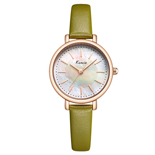 rorios Mode Kleid Damenuhren Analog Quarz Armbanduhr mit Lederarmband Perlmuttzifferblatt Uhr für Frauen von rorios