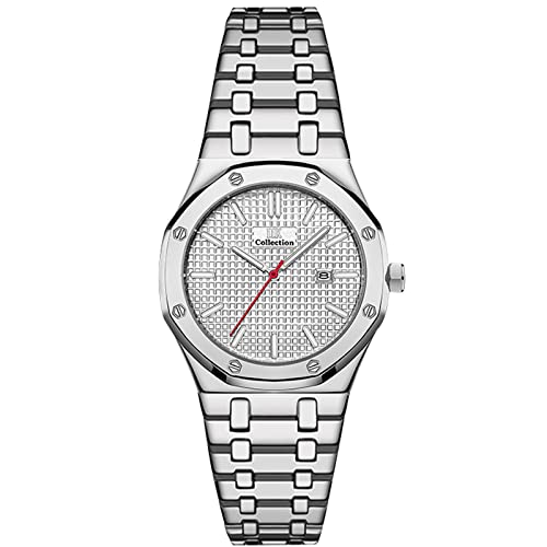 rorios Paar Uhr Leuchtuhr Analog Quarz Uhr mit Edelstahl Armband Minimalistische Unisex Armbanduhr von rorios