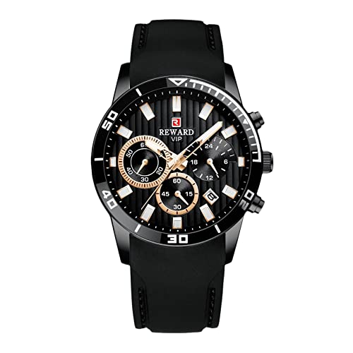 rorios Sport Herren Uhren Casual Analog Quarzuhr für Männer Chronograph Armbanduhr mit Silikonband Business Luminous Uhren von rorios