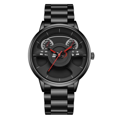 rorios Analog Quarz Armbanduhren Herren Mode Uhr Kreative Skelett Uhren Freizeit Edelstahl Uhren Männer Minimalistisch Uhr Schwarz C von rorios