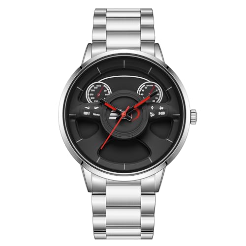 rorios Analog Quarz Armbanduhren Herren Mode Uhr Kreative Skelett Uhren Freizeit Edelstahl Uhren Männer Minimalistisch Uhr Silber C von rorios