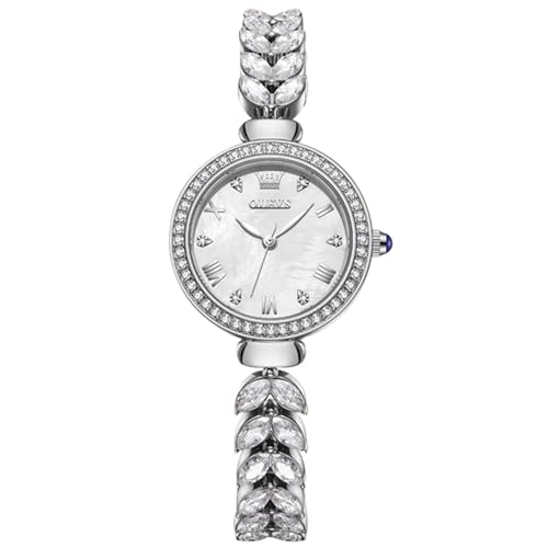 rorios Armbanduhr für Frauen mit Armbändern Damen Elegant Uhren Modische Analog Quarz Uhr Edelstahl Diamant Armband Uhr Dress Damenarmbanduhr Weiß von rorios