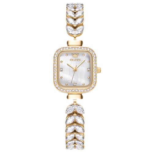 rorios Armbanduhr für Frauen mit Armbändern Elegante Kleine Quadratischem Uhr Modische Diamant Uhren Dress Analog Quarz Uhr Damen Edelstahl Uhr Gold von rorios