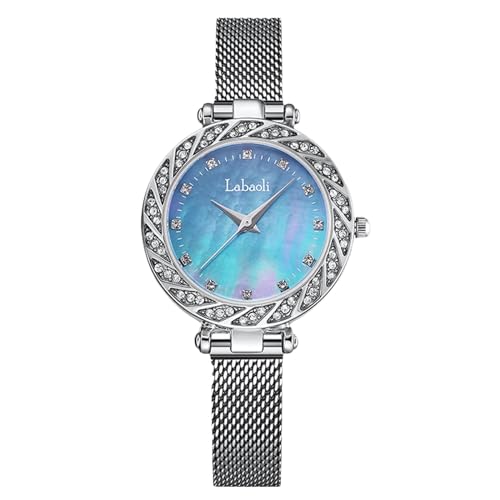 rorios Damen Analog Quarz Armbanduhren Mode Diamant Uhr Freizeit Wasserdicht Damenuhren Frauen Edelstahl Mesh Armband Uhr von rorios