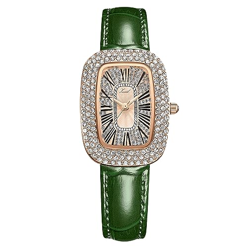 rorios Damen Diamant Uhren Analog Quarz Strass Armbanduhren Frauen Elegant Uhr Leder Armband Wasserdicht Uhr von rorios