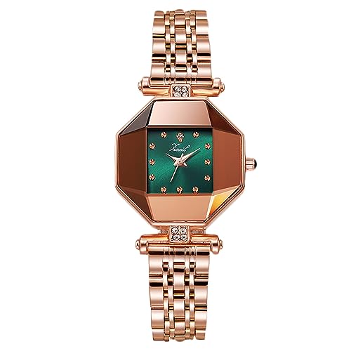 rorios Damen Elegant Armbanduhren Frauen Analog Quarz Uhren Mode Strass Uhr Diamant Wasserdicht Uhr mit Edelstahl Armband Grün von rorios