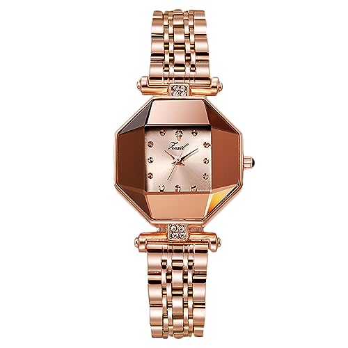 rorios Damen Elegant Armbanduhren Frauen Analog Quarz Uhren Mode Strass Uhr Diamant Wasserdicht Uhr mit Edelstahl Armband Roségold von rorios