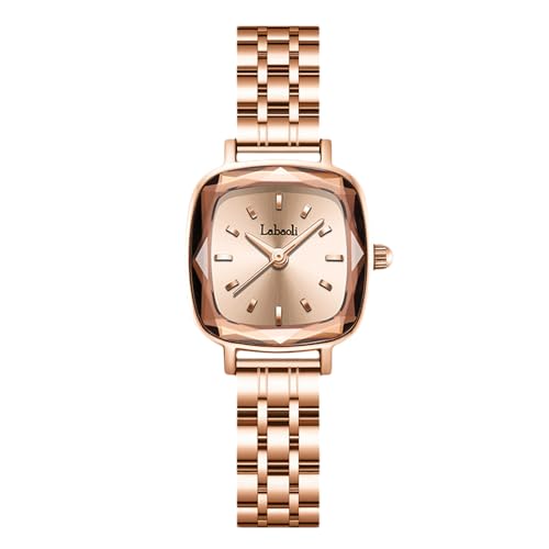 rorios Damen Minimalistisch Armbanduhren Mini Kleine Quadratische Uhr Frauen Analog Quarz Uhr Freizeit Wasserdicht Damenuhren mit Edelstahl Armband von rorios