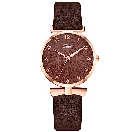 rorios Damen Minimalistisch Uhren Analog Quarz Damenuhren Wasserdicht Lederarmband Armbanduhren Braun von rorios