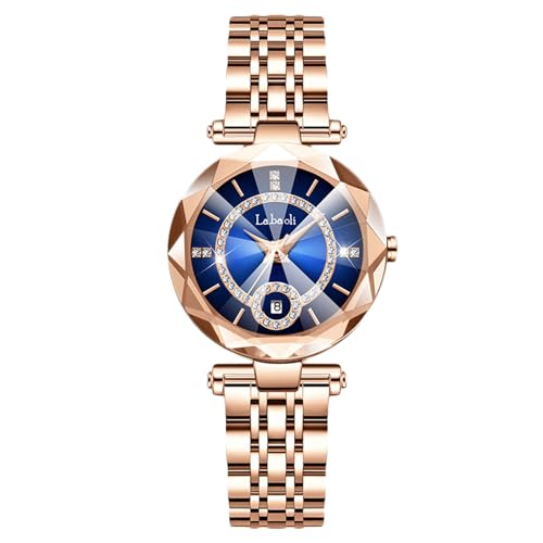 rorios Damen Mode Armbanduhr Datum Kalender Wasserdicht Damenuhren Elegant Analog Quarz Uhr Frauen Diamant Uhr mit Edelstahl Armband von rorios