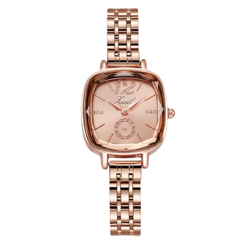 rorios Damen Quadratisch Armbanduhr Frauen Kleid Uhr Elegant Diamant Uhr Analog Quarz Wasserdicht Uhr Edelstahl Armband Roségold von rorios