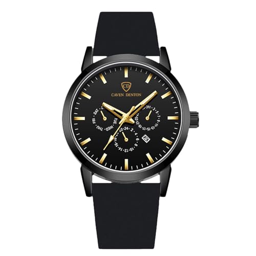 rorios Damen Quarzuhr mit Goldene Zeiger weichem Silikonarmband Uhr wasserdichte Armbanduhr Fortschrittlich Analoguhr für Frauen & Mädchen Schwarz von rorios