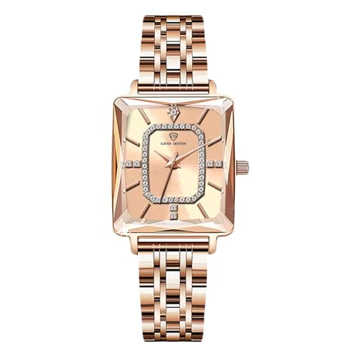 rorios Damen Rechteckige Uhr Frauen Diamond Analoge Quarz Armbanduhren Edelstahlgurt Bracelet Watch wasserdichte Armbanduhr für Mädchen Damenuhren Gold von rorios