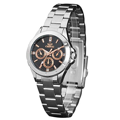 rorios Damen Uhr Analog Quarz Uhr mit Edelstahl Armband Leuchtend Elegangt Damen Armbanduhr Business Mädchen Uhr von rorios