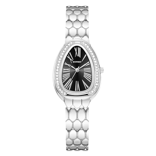 rorios Damenuhr Edelstahl Armbanduhr Nischendesign Uhr Analoge mit Tränen förmigen Fällen Römischen Ziffern Dial Schlangenkopfform wasserdichte Wristwatch Schwarz Silber rorios Damenuhr Edelstahl Armbanduhr Nischendesign Uhr Analoge mit Tränen förmigen Fällen Römischen Ziffern Dial Schlangenkopfform wasserdichte Wristwatch Schwarz Silber von rorios
