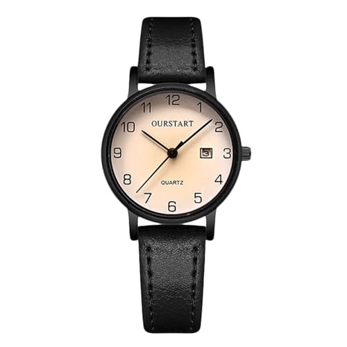 rorios Damenuhr Quarz Leicht Ablesbares mit Lederband Digitale Uhr Stilvoll Wasserfeste Watches Für Damen Schwarz von rorios