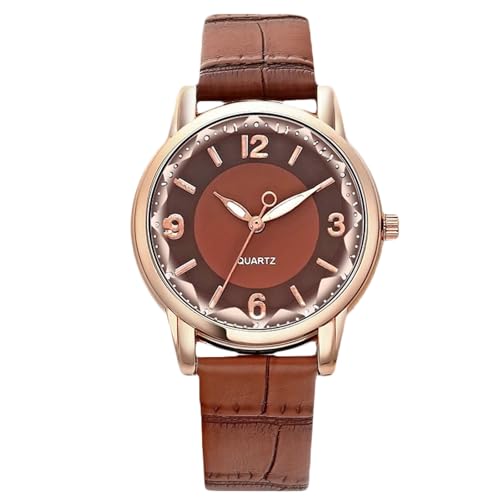 rorios Damenuhr Zierliche Lederbanduhr Einfaches Lesen Digitale Uhr Stilvoll Kleideruhren Wasserfeste Watches Für Damen Braun von rorios
