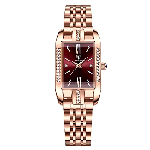 rorios Damenuhren Analog Quarz Uhren mit Edelstahlarmband Rechteckgehäuse Armbanduhren für Frauen Mädchen Diamant Frauen Uhren von rorios