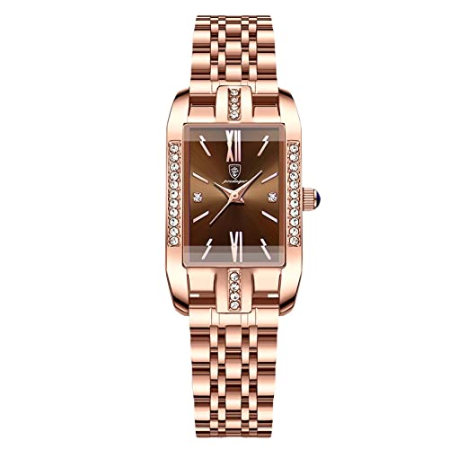 rorios Damenuhren Analog Quarz Uhren mit Edelstahlarmband Rechteckgehäuse Armbanduhren für Frauen Mädchen Diamant Frauen Uhren von rorios