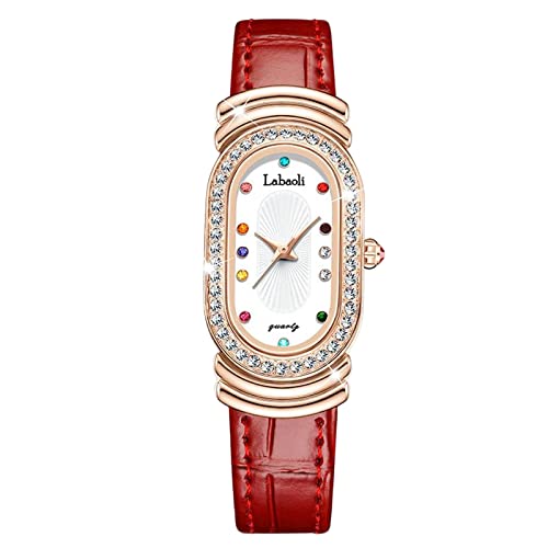 rorios Damenuhren Mode Strass Frauen Uhr Analog Quarz Uhr mit Leder Armband wasserdichte Armbanduhr für Frauen Damen von rorios