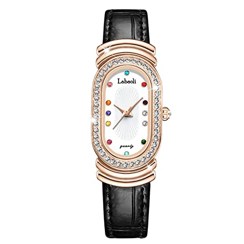 rorios Damenuhren Mode Strass Frauen Uhr Analog Quarz Uhr mit Leder Armband wasserdichte Armbanduhr für Frauen Damen von rorios