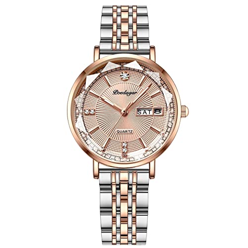 rorios Frauen Uhren Analog Quarz Uhr mit Edelstahlband Mode Wasserdicht Damenuhr Diamant Armbanduhren für Frauen Mädchen von rorios