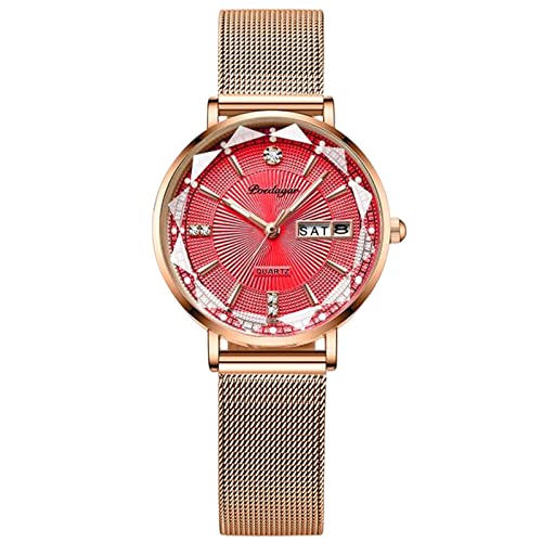 rorios Frauen Uhren Analog Quarz Uhr mit Edelstahlband Mode Wasserdicht Damenuhr Diamant Armbanduhren für Frauen Mädchen von rorios