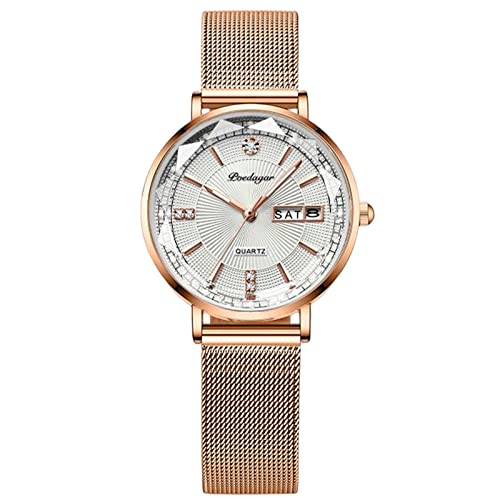 rorios Frauen Uhren Analog Quarz Uhr mit Edelstahlband Mode Wasserdicht Damenuhr Diamant Armbanduhren für Frauen Mädchen von rorios