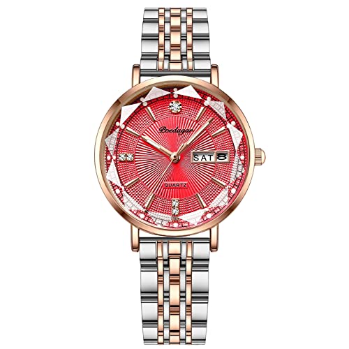 rorios Frauen Uhren Analog Quarz Uhr mit Edelstahlband Mode Wasserdicht Damenuhr Diamant Armbanduhren für Frauen Mädchen von rorios