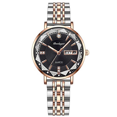 rorios Frauen Uhren Analog Quarz Uhr mit Edelstahlband Mode Wasserdicht Damenuhr Diamant Armbanduhren für Frauen Mädchen von rorios