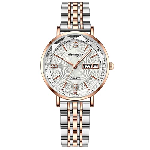 rorios Frauen Uhren Analog Quarz Uhr mit Edelstahlband Mode Wasserdicht Damenuhr Diamant Armbanduhren für Frauen Mädchen von rorios