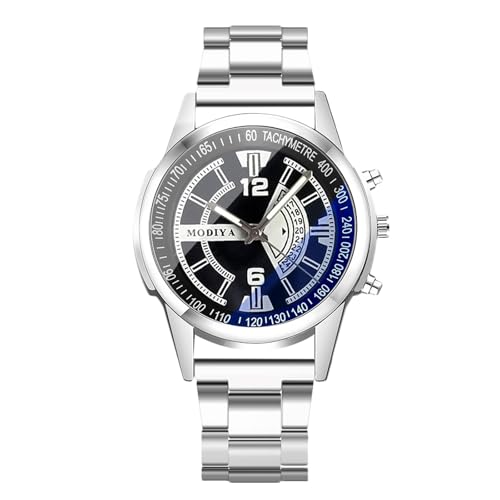 rorios Herren Analog Quarz Chronograph Klassiker Business/Freizeit Watch Edelstahlarmband Wasserdicht Watches Schwarz A von rorios