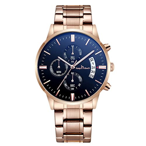 rorios Herren Analog Quarz Uhren Geschäft Leuchtend Armbanduhr Wasserdicht Chronograph Uhren Männer Datum Kalender Uhr mit Edelstahlband von rorios