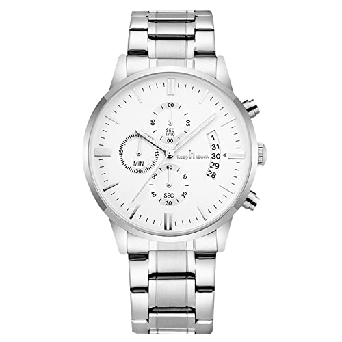 rorios Herren Analog Quarz Uhren Geschäft Leuchtend Armbanduhr Wasserdicht Chronograph Uhren Männer Datum Kalender Uhr mit Edelstahlband von rorios