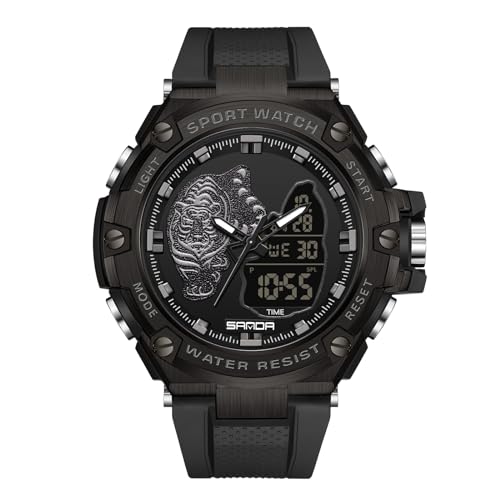 rorios Herren Digital Uhren Analog Quarz Uhr Multifunktional Elektronische Armbanduhr Mode wasserdichte Uhr Militär Dual Display Herrenuhren Schwarz von rorios