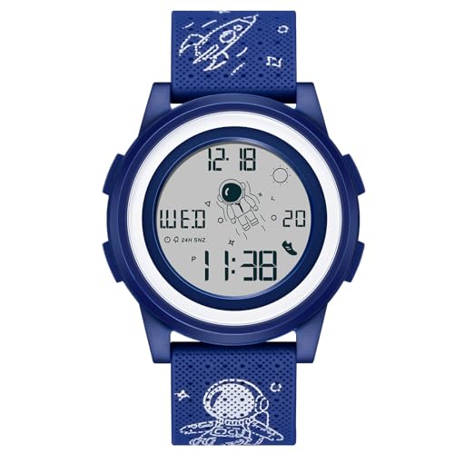 rorios Herren Freizeit Uhren Minimalistisch Digital Armbanduhr Multifunktional Elektronische Uhr Sport wasserdichte Uhr für Männer Junge Gummi Armband Blau von rorios