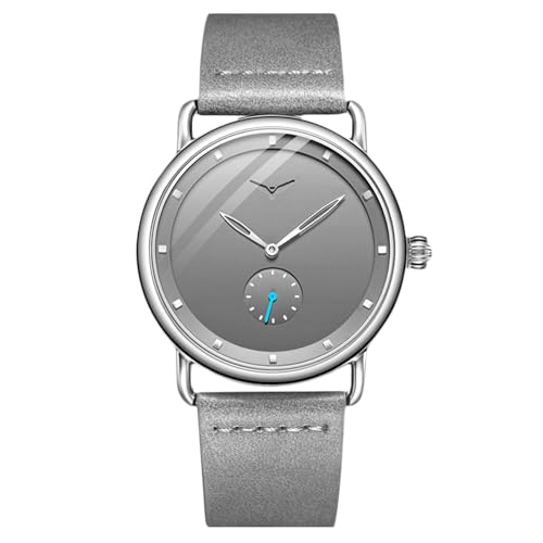 rorios Herren Minimalistisch Armbanduhr Analog Quarz Uhren Freizeit Mode Uhr Edelstahl Herrenuhren für Männer mit Leder Armband Grau A von rorios