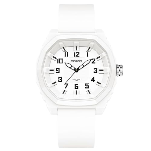 rorios Herren Minimalistisch Uhren Quarz 5ATM wasserdichte Armbanduhr Sport Leuchtend Herrenuhren Freizeit Analog Uhr Unisex Silikon für Teenager Weiß A von rorios