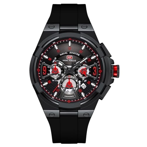 rorios Herren Mode Armbanduhren Sport Silikon Uhr Analog Quarz Uhr Multifunktional Chronograph Uhr Leuchtend Datum Kalender Uhr für Männer Schwarz C von rorios