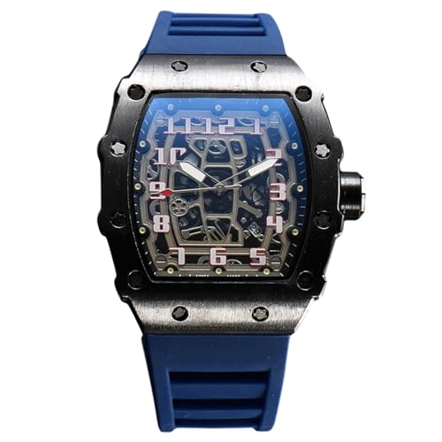rorios Herren Quarz Uhr Mode Tonneau Armbanduhren Leuchtend Analog Uhr Freizeit Sport Herrenuhren für Männer mit Datum Kalender Schwarz Blau A von rorios