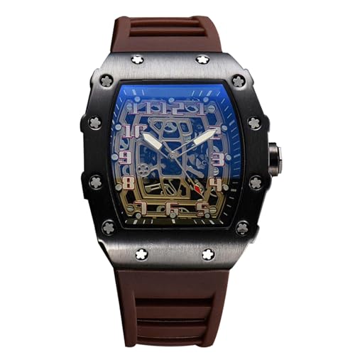 rorios Herren Quarz Uhr Mode Tonneau Armbanduhren Leuchtend Analog Uhr Freizeit Sport Herrenuhren für Männer mit Datum Kalender Schwarz Kaffee von rorios