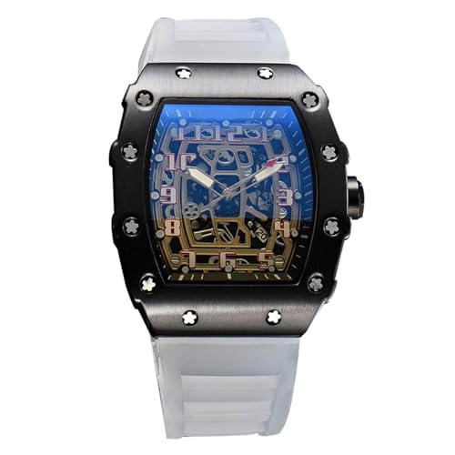 rorios Herren Quarz Uhr Mode Tonneau Armbanduhren Leuchtend Analog Uhr Freizeit Sport Herrenuhren für Männer mit Datum Kalender Schwarz Weiß B von rorios