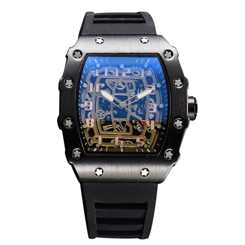 rorios Herren Quarz Uhr Mode Tonneau Armbanduhren Leuchtend Analog Uhr Freizeit Sport Herrenuhren für Männer mit Datum Kalender Schwarz von rorios