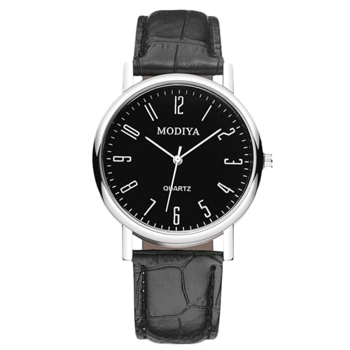 rorios Herren Uhr Analog Quarz Digitaluhr/Römische Ziffern/Dreifach-Chronograph mit Lederarmband Klassische Freizeitarmbanduhren Wasserdicht Watches Schwarz von rorios