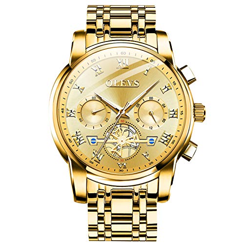 rorios Herren Uhren Analog Quarz Armbanduhren Chronograph Leuchtend Uhr Edelstahl Metall Band Multifunktion Zifferblatt Mode Männer Geschäft Armbanduhr von rorios