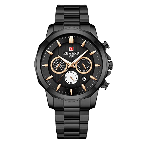 rorios Herren Uhren Chronograph Analog Quartz Uhren mit Edelstahl Armband Wasserdicht Mode Sport Uhren für Männer Herren von rorios